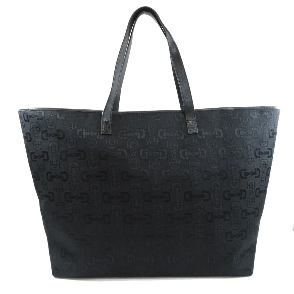 Gucci Tote Motif Bag Leather Canvas Black